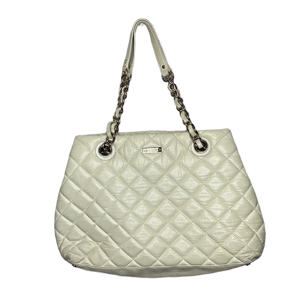 Kate Spade Cream Quilted Maryanne Shoulder Bag With Chain Handles.